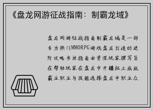 《盘龙网游征战指南：制霸龙域》